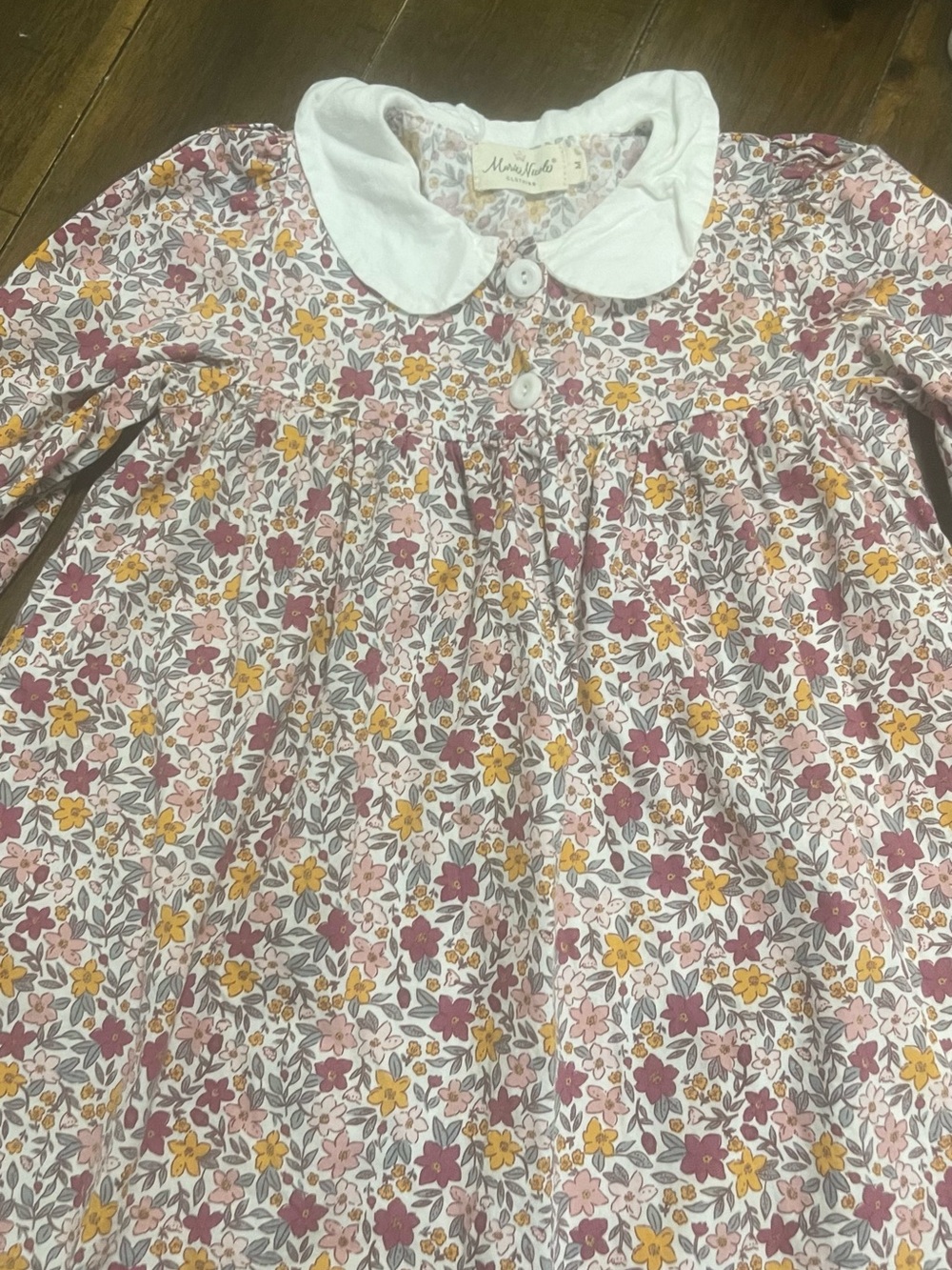 Marie Nicole Floral Peter Pan Collar Dress - Pink, Yellow & Green